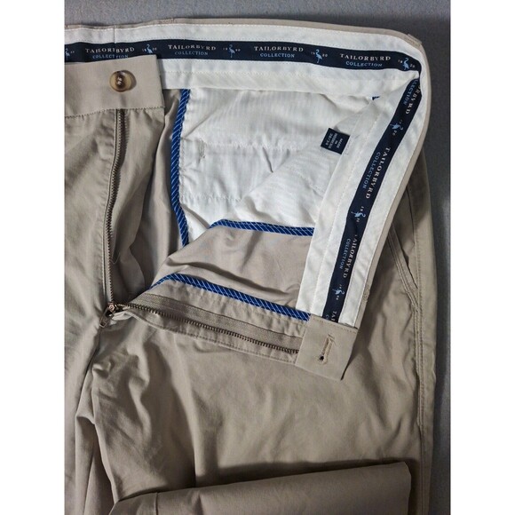 Tailor Byrd Collection Pants Men's 38x34 Chino Business Casual Flat Front Khaki - Picture 7 of 11